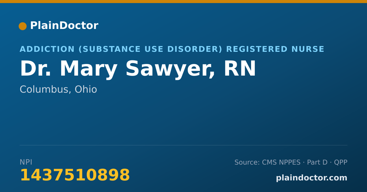 Shareable card for Mary Sawyer, RN - Addiction (Substance Use Disorder) Registered Nurse, Columbus, OH