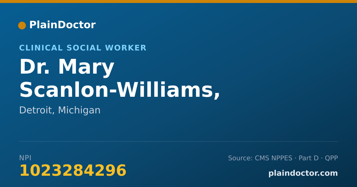 Shareable card for Mary Scanlon-Williams, LMSW, ACSW - Clinical Social Worker, Detroit, MI