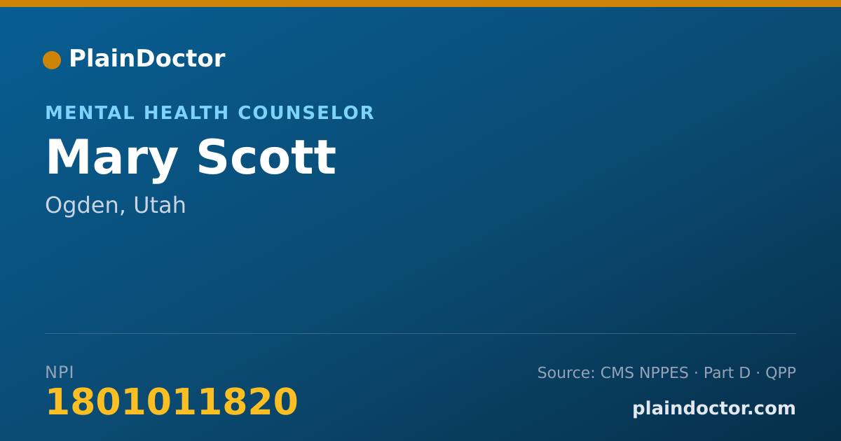 Shareable card for Mary Scott - Mental Health Counselor, Ogden, UT