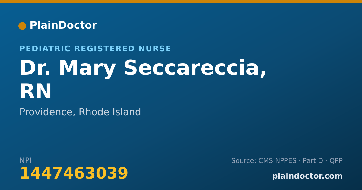 Shareable card for Mary Seccareccia, RN - Pediatric Registered Nurse, Providence, RI