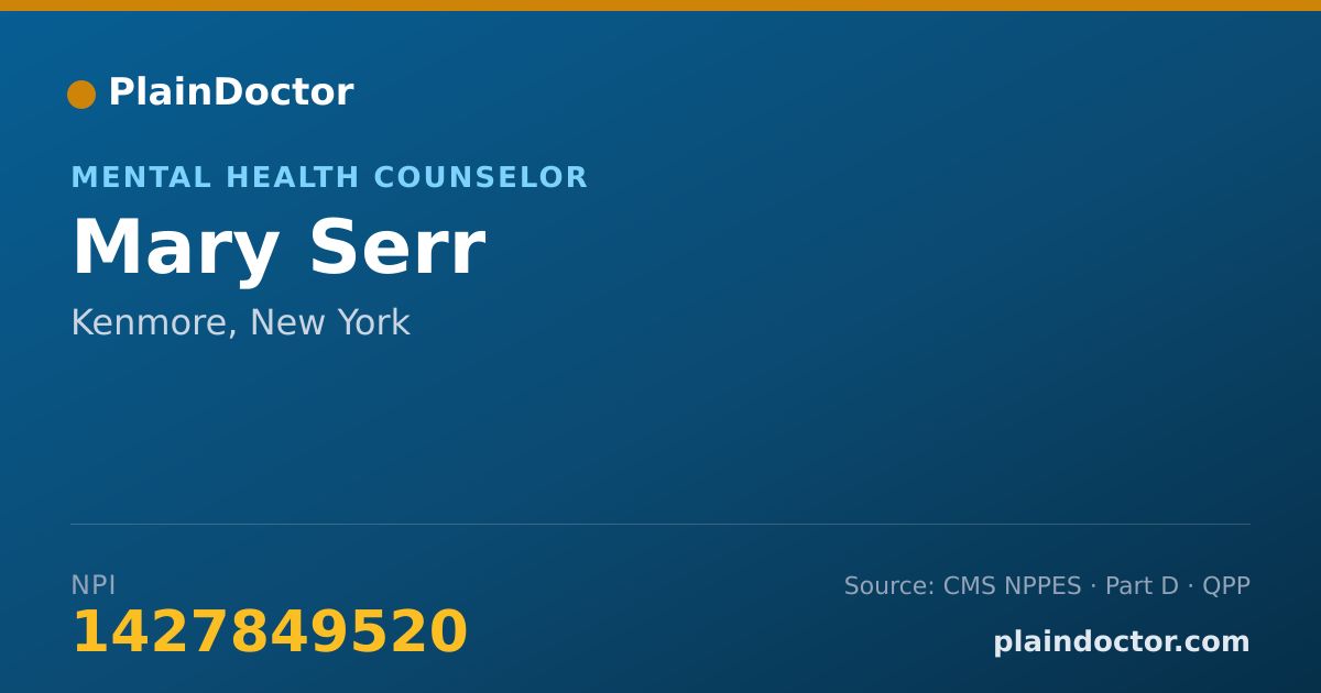 Shareable card for Mary Serr - Mental Health Counselor, Kenmore, NY