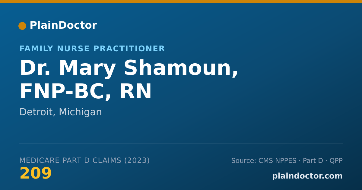 Shareable card for Mary Shamoun, FNP-BC, RN - Family Nurse Practitioner, Detroit, MI