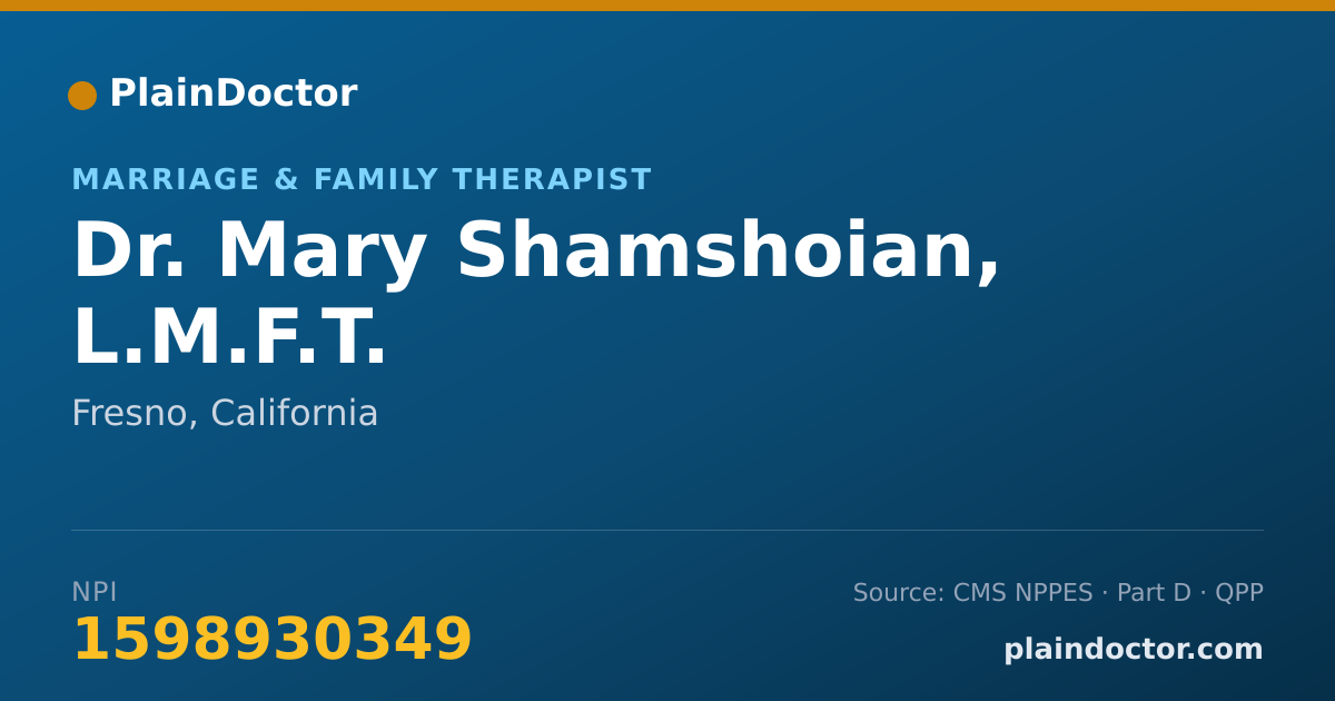 Shareable card for Mary Shamshoian, L.M.F.T. - Marriage & Family Therapist, Fresno, CA