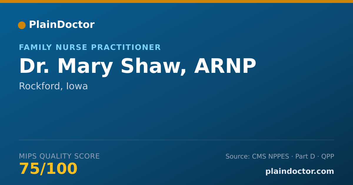 Shareable card for Mary Shaw, ARNP - Family Nurse Practitioner, Rockford, IA