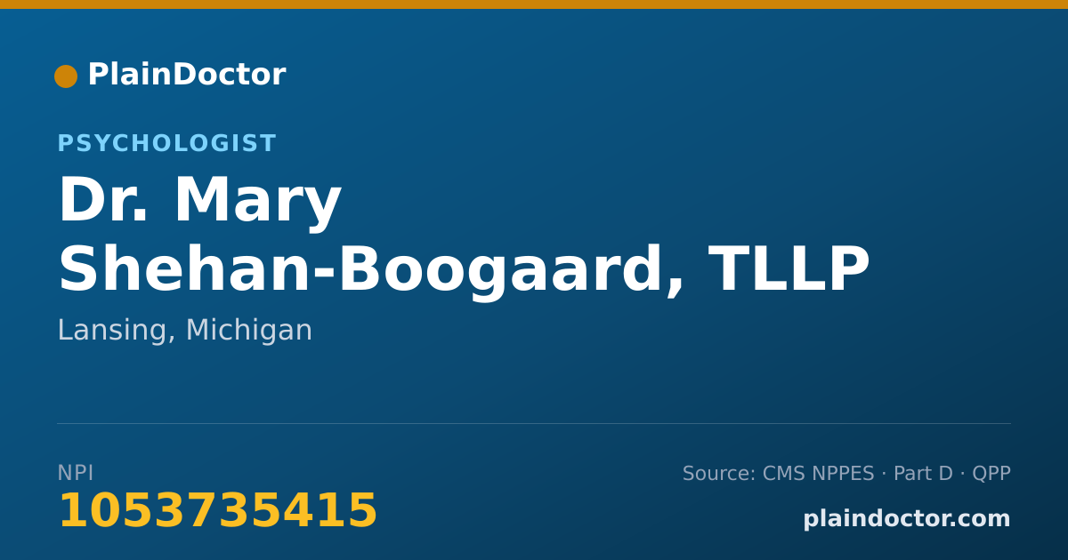 Shareable card for Mary Shehan-Boogaard, TLLP - Psychologist, Lansing, MI