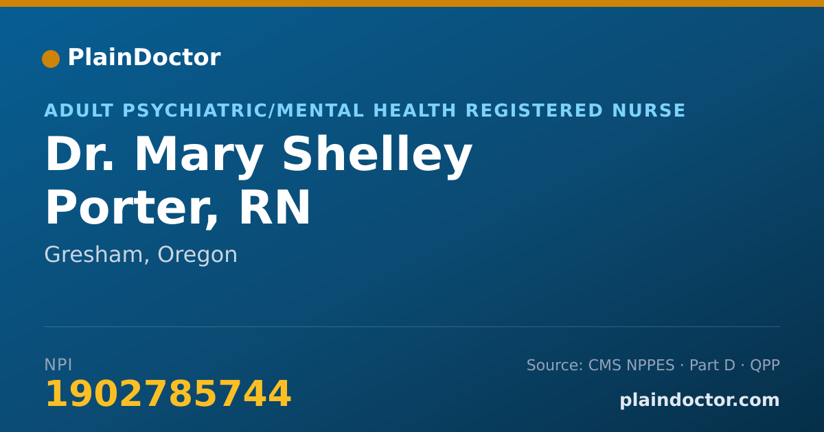Shareable card for Mary Shelley Porter, RN - Adult Psychiatric/Mental Health Registered Nurse, Gresham, OR