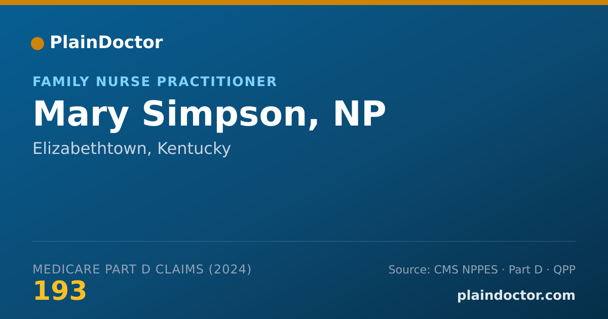 Shareable card for Mary Simpson, NP - Family Nurse Practitioner, Elizabethtown, KY
