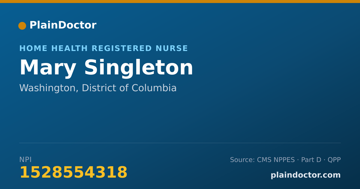 Shareable card for Mary Singleton - Home Health Registered Nurse, Washington, DC