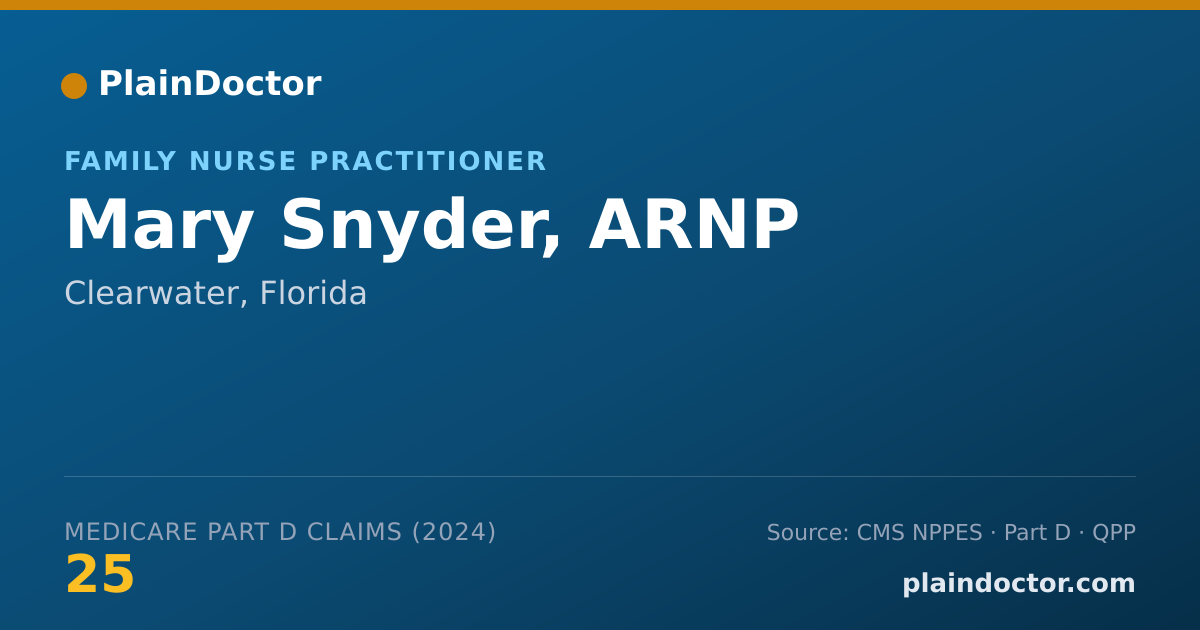 Shareable card for Mary Snyder, ARNP - Family Nurse Practitioner, Clearwater, FL