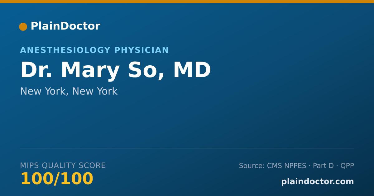 Shareable card for Mary So, MD - Pain Medicine (Anesthesiology) Physician, New York, NY