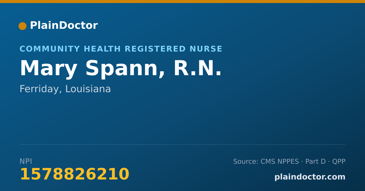 Shareable card for Mary Spann, R.N. - Community Health Registered Nurse, Ferriday, LA