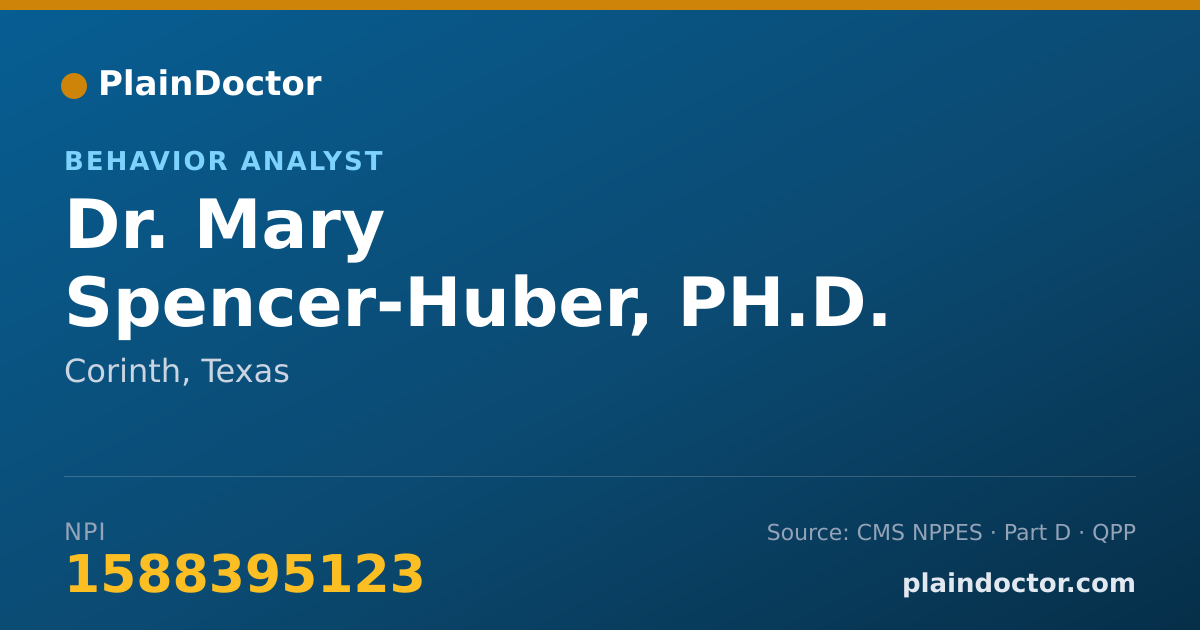Shareable card for Mary Spencer-Huber, PH.D. - Behavior Analyst, Corinth, TX