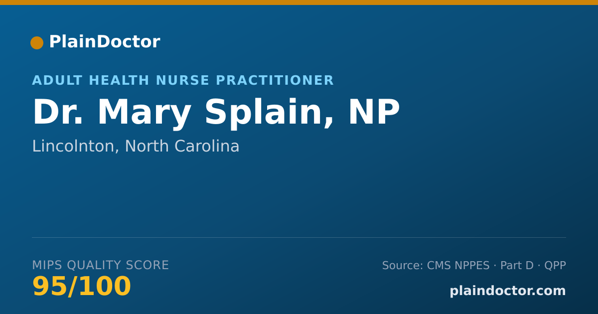 Shareable card for Mary Splain, NP - Adult Health Nurse Practitioner, Lincolnton, NC