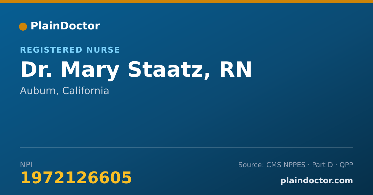 Shareable card for Mary Staatz, RN - Registered Nurse, Auburn, CA