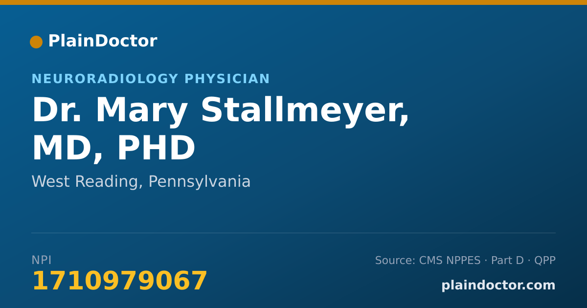 Shareable card for Mary Stallmeyer, MD, PHD - Neuroradiology Physician, West Reading, PA