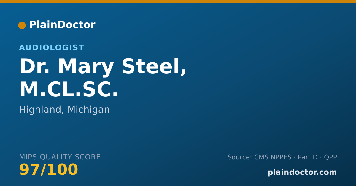 Shareable card for Mary Steel, M.CL.SC. - Audiologist, Highland, MI