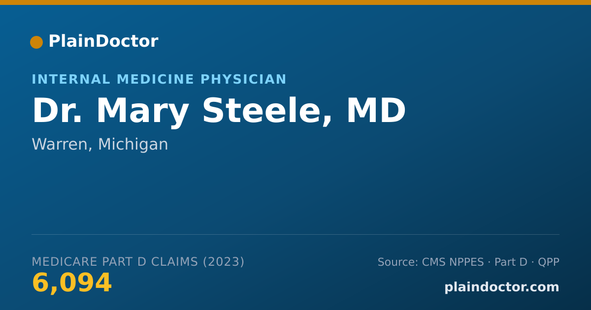 Shareable card for Mary Steele, MD - Internal Medicine Physician, Warren, MI