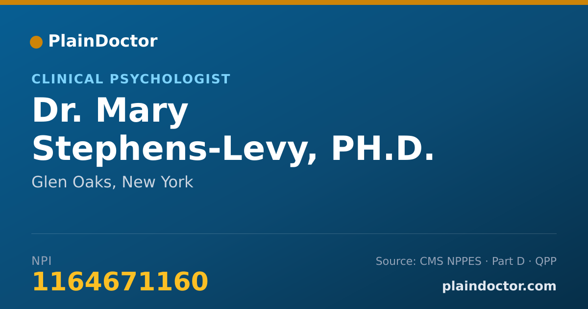 Shareable card for Mary Stephens-Levy, PH.D. - Clinical Psychologist, Glen Oaks, NY
