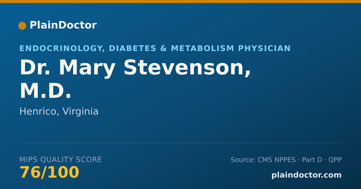 Shareable card for Mary Stevenson, M.D. - Endocrinology, Diabetes & Metabolism Physician, Henrico, VA