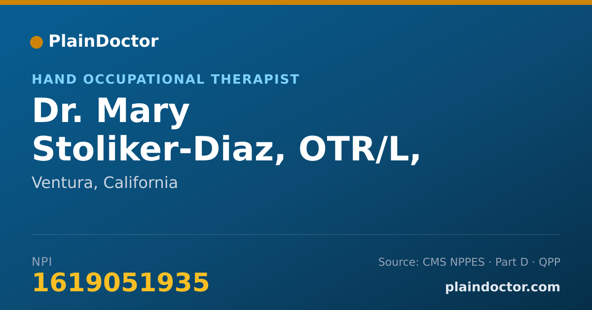 Shareable card for Mary Stoliker-Diaz, OTR/L, CHT - Hand Occupational Therapist, Ventura, CA