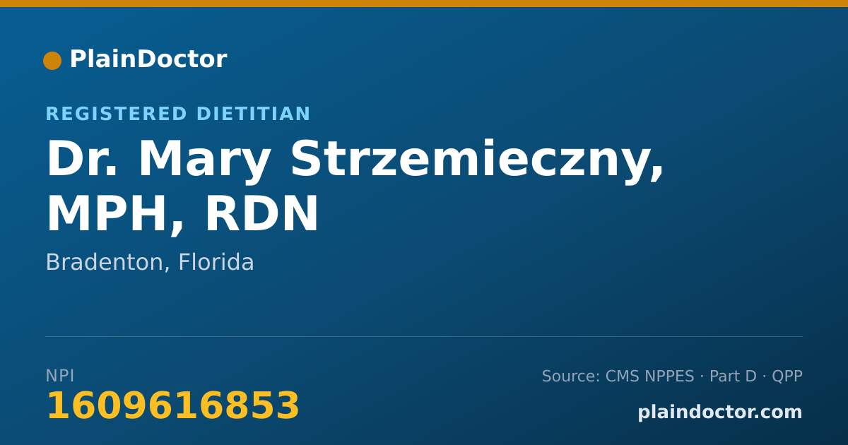 Shareable card for Mary Strzemieczny, MPH, RDN - Registered Dietitian, Bradenton, FL