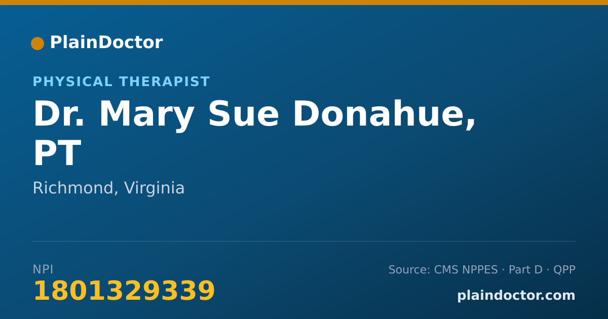 Shareable card for Mary Sue Donahue, PT - Physical Therapist, Richmond, VA