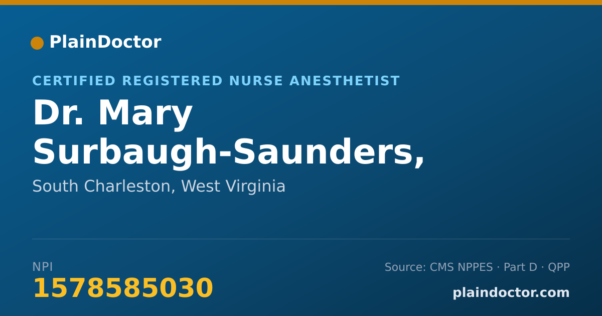 Shareable card for Mary Surbaugh-Saunders, CRNA - Certified Registered Nurse Anesthetist, South Charleston, WV