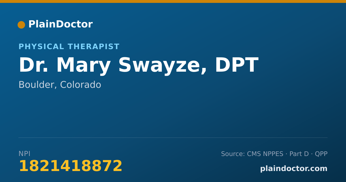 Shareable card for Mary Swayze, DPT - Physical Therapist, Boulder, CO