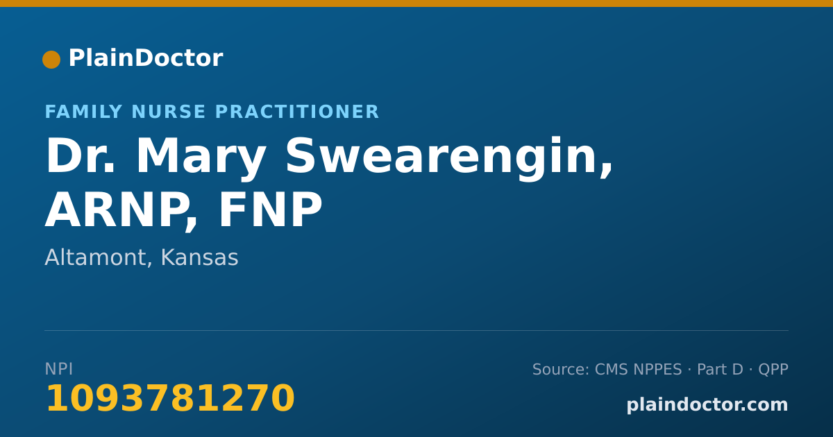 Shareable card for Mary Swearengin, ARNP, FNP - Family Nurse Practitioner, Altamont, KS