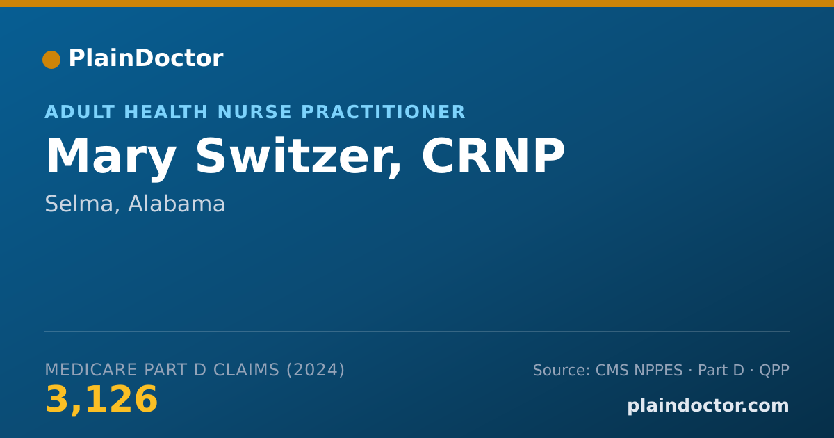Shareable card for Mary Switzer, CRNP - Adult Health Nurse Practitioner, Selma, AL