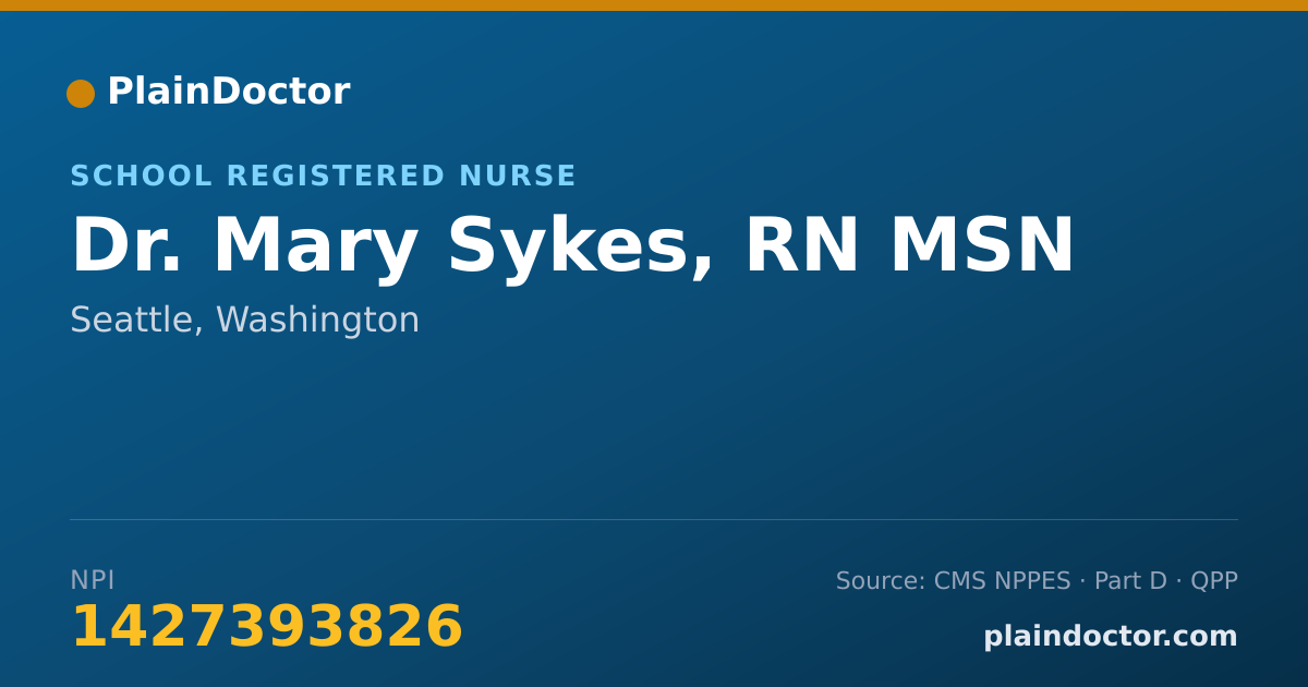 Shareable card for Mary Sykes, RN MSN - School Registered Nurse, Seattle, WA