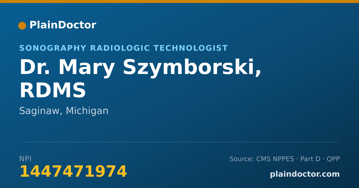 Shareable card for Mary Szymborski, RDMS - Sonography Radiologic Technologist, Saginaw, MI