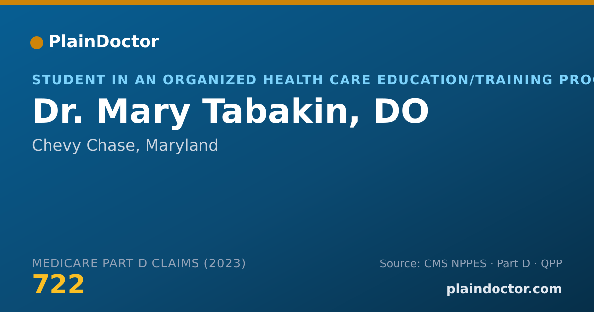 Shareable card for Mary Tabakin, DO - Student in an Organized Health Care Education/Training Program, Chevy Chase, MD