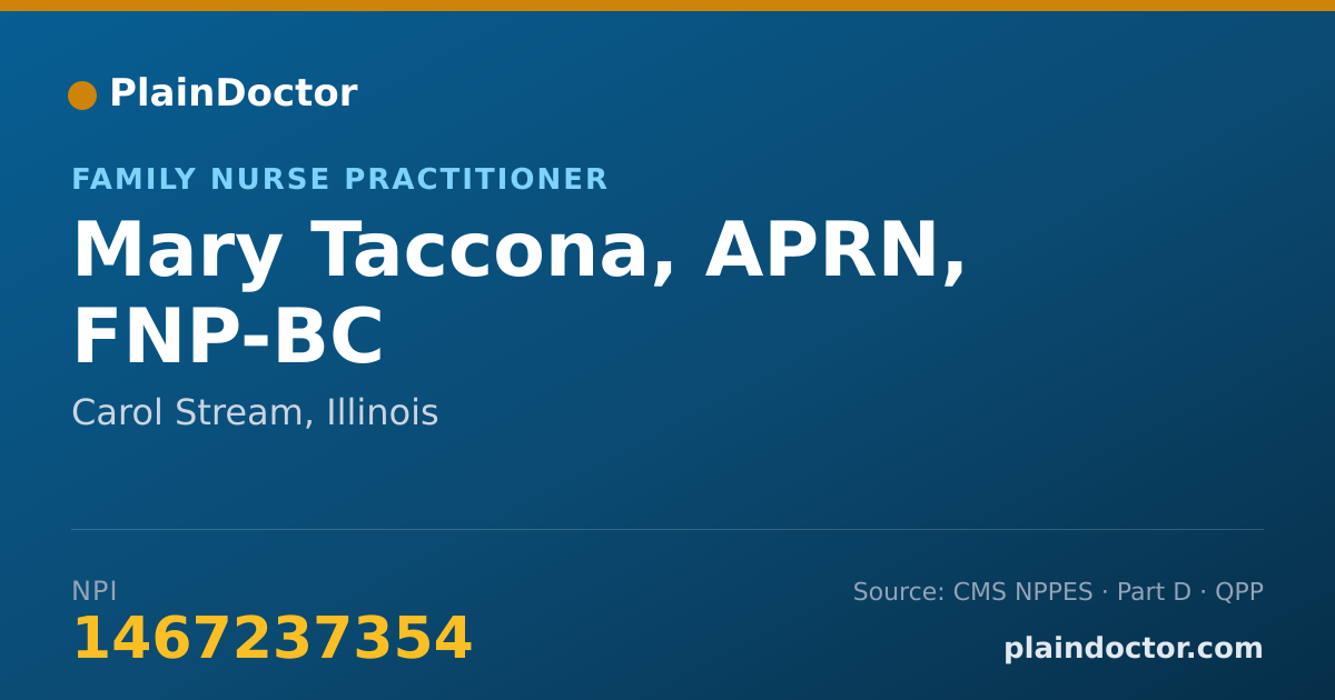 Shareable card for Mary Taccona, APRN, FNP-BC - Family Nurse Practitioner, Carol Stream, IL