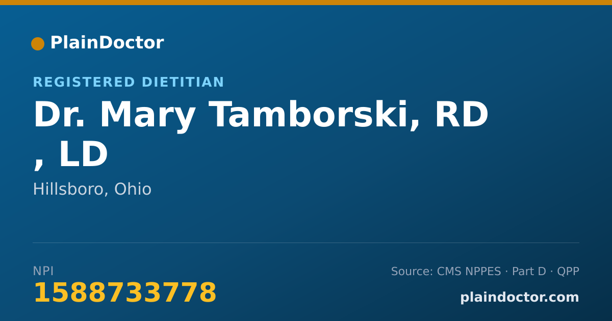 Shareable card for Mary Tamborski, RD , LD - Registered Dietitian, Hillsboro, OH