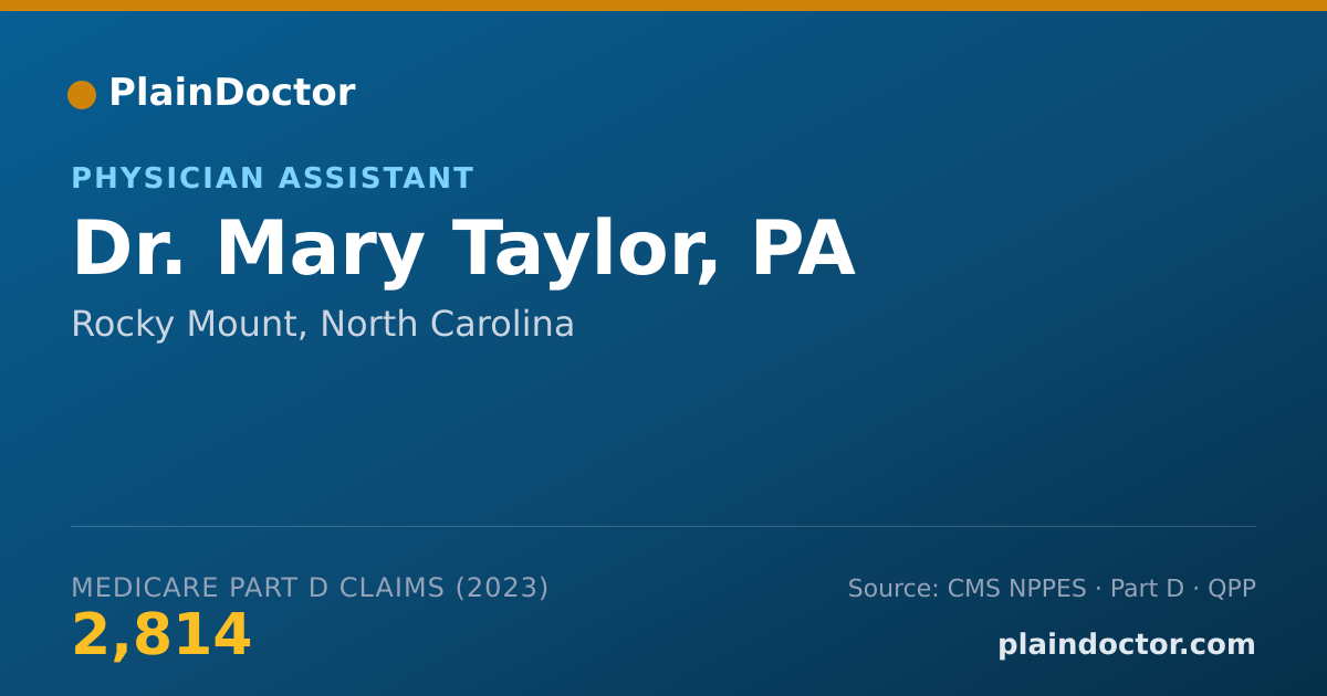 Shareable card for Mary Taylor, PA - Physician Assistant, Rocky Mount, NC
