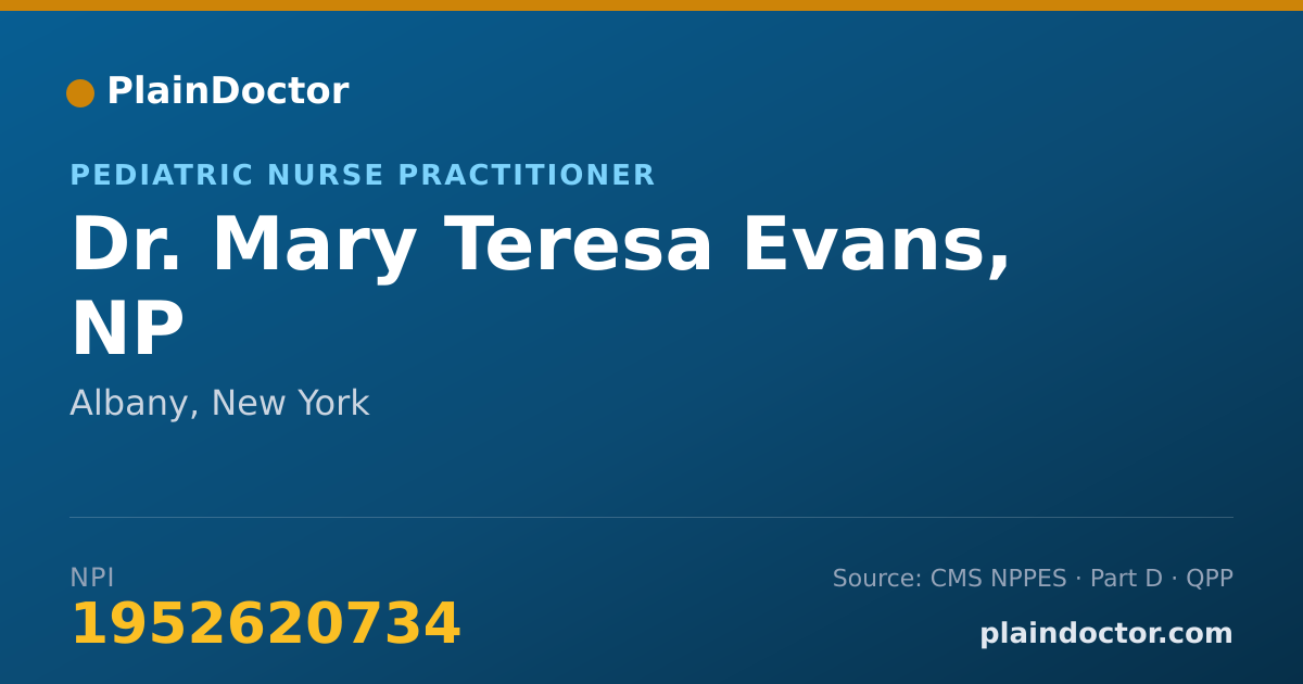 Shareable card for Mary Teresa Evans, NP - Pediatric Nurse Practitioner, Albany, NY