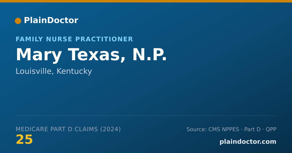 Shareable card for Mary Texas, N.P. - Family Nurse Practitioner, Louisville, KY