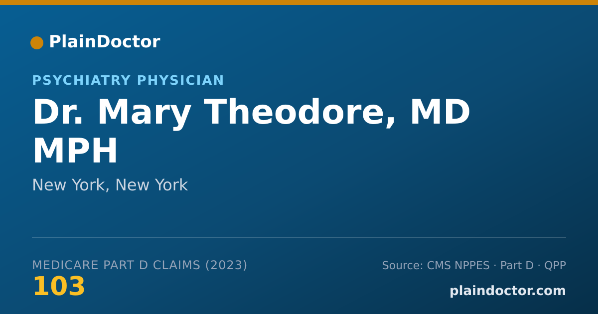 Shareable card for Mary Theodore, MD MPH - Psychiatry Physician, New York, NY