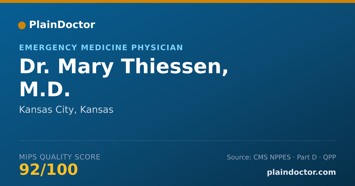 Shareable card for Mary Thiessen, M.D. - Emergency Medicine Physician, Kansas City, KS