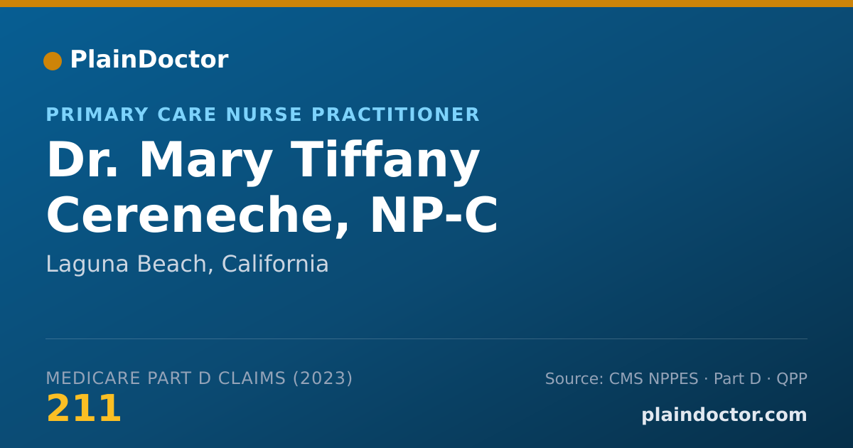 Shareable card for Mary Tiffany Cereneche, NP-C - Primary Care Nurse Practitioner, Laguna Beach, CA