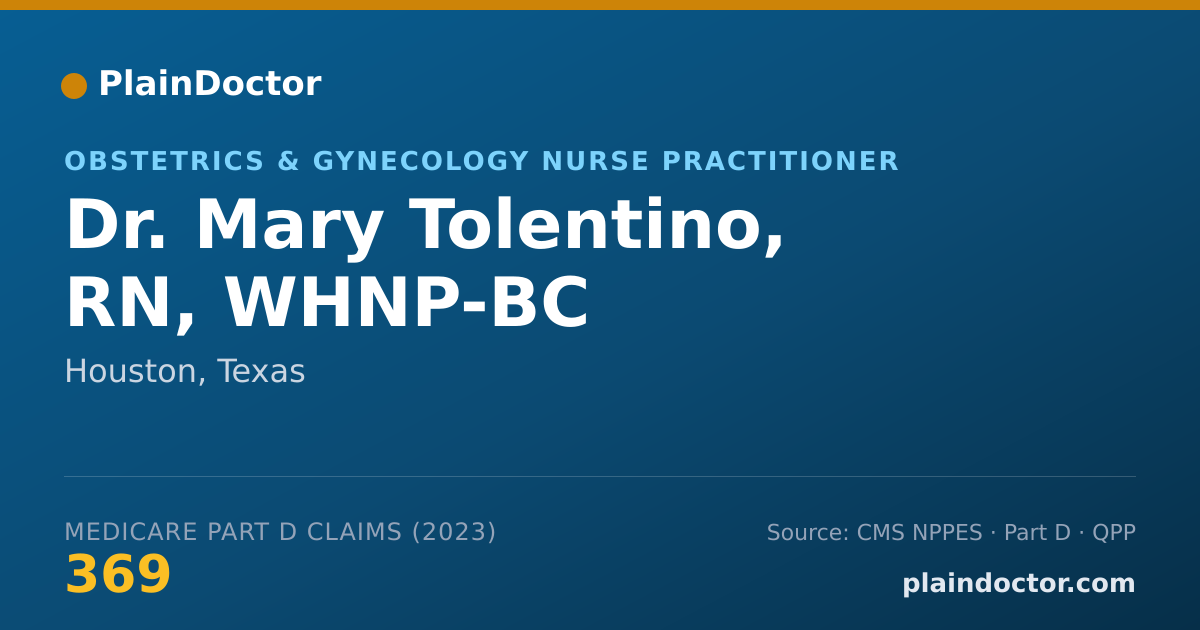 Shareable card for Mary Tolentino, RN, WHNP-BC - Obstetrics & Gynecology Nurse Practitioner, Houston, TX