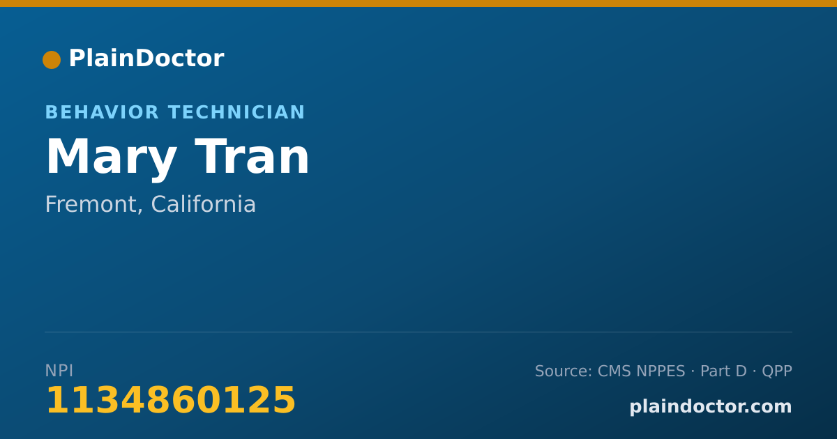 Shareable card for Mary Tran - Behavior Technician, Fremont, CA