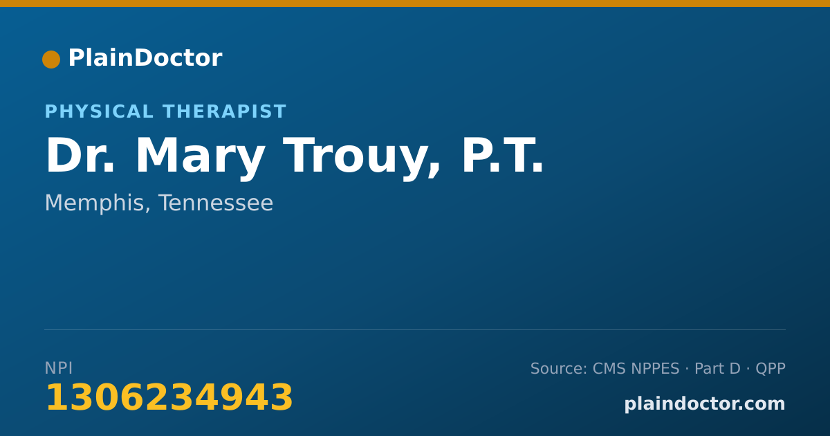Shareable card for Mary Trouy, P.T. - Physical Therapist, Memphis, TN
