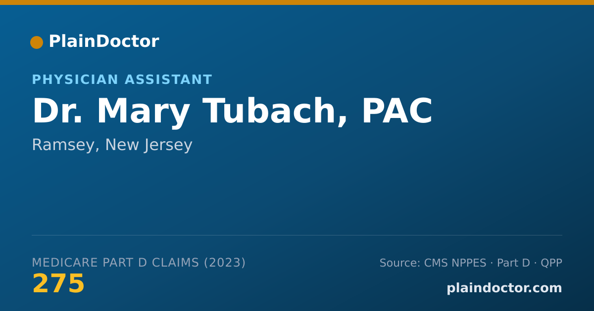 Shareable card for Mary Tubach, PAC - Physician Assistant, Ramsey, NJ