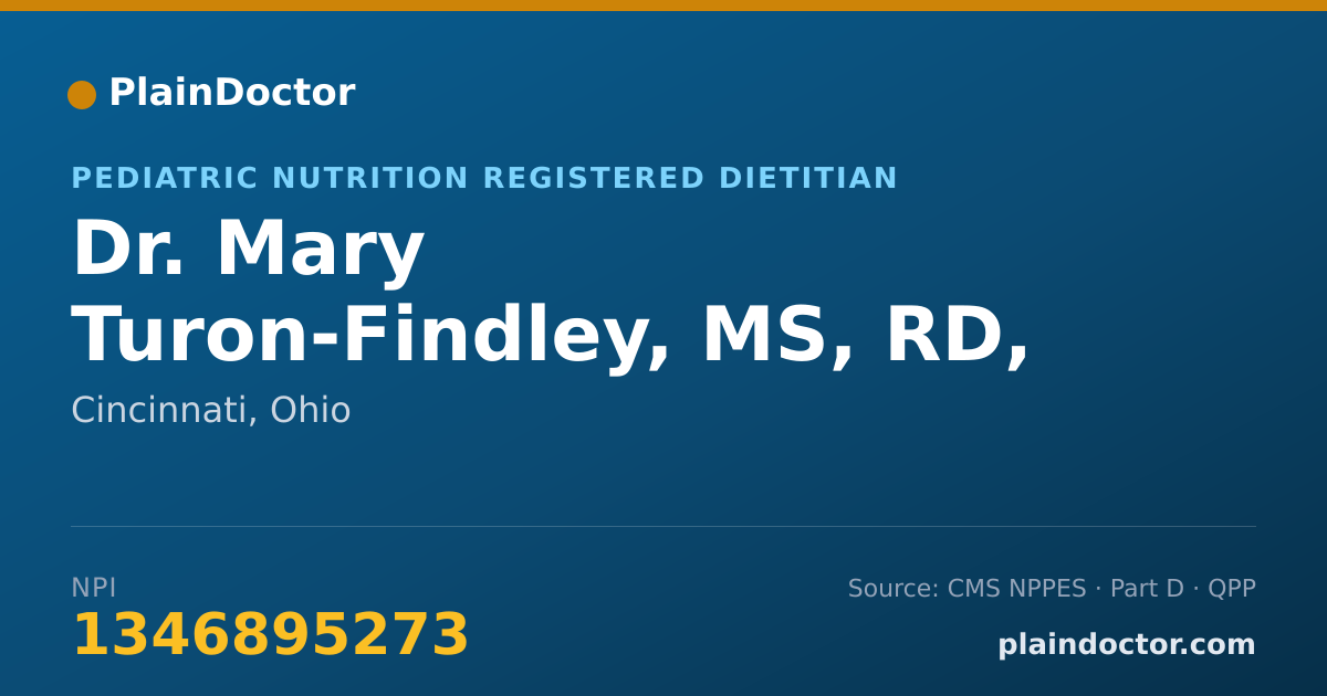 Shareable card for Mary Turon-Findley, MS, RD, LD - Pediatric Nutrition Registered Dietitian, Cincinnati, OH