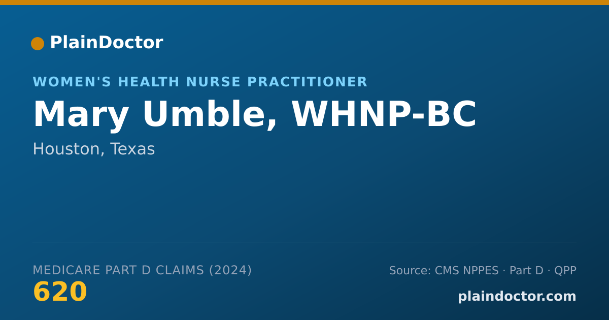 Shareable card for Mary Umble, WHNP-BC - Women's Health Nurse Practitioner, Houston, TX