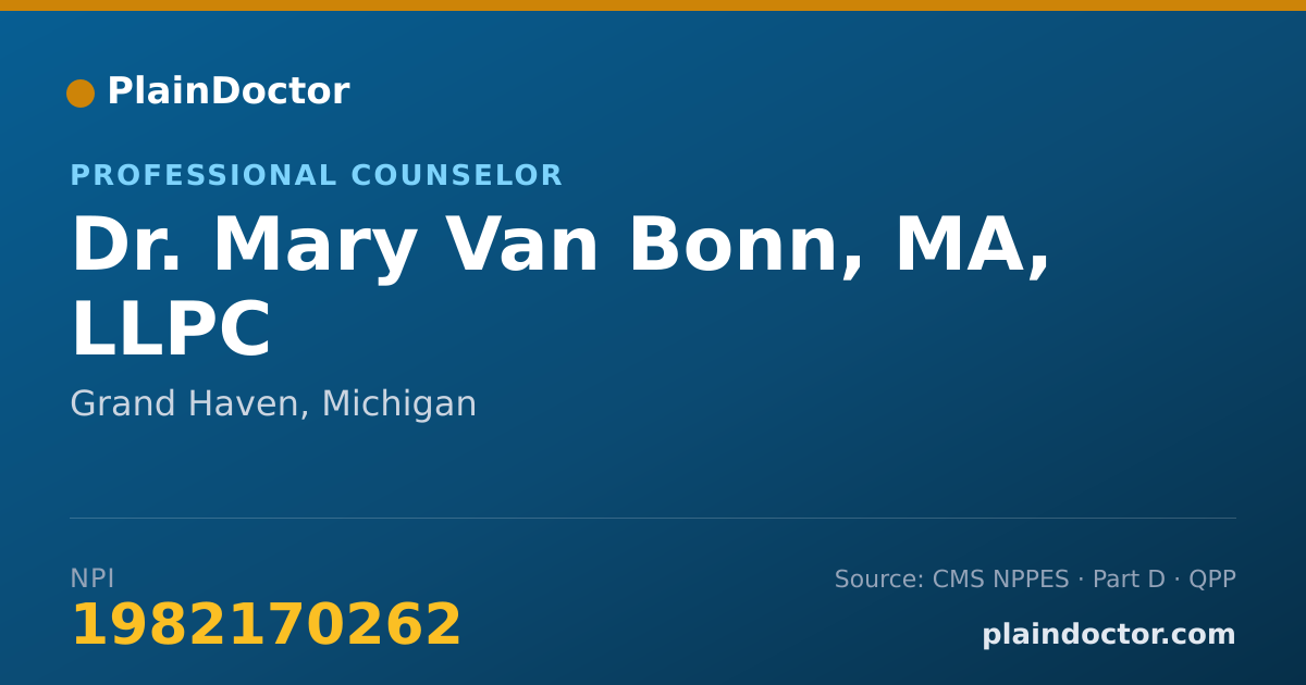 Shareable card for Mary Van Bonn, MA, LLPC - Professional Counselor, Grand Haven, MI