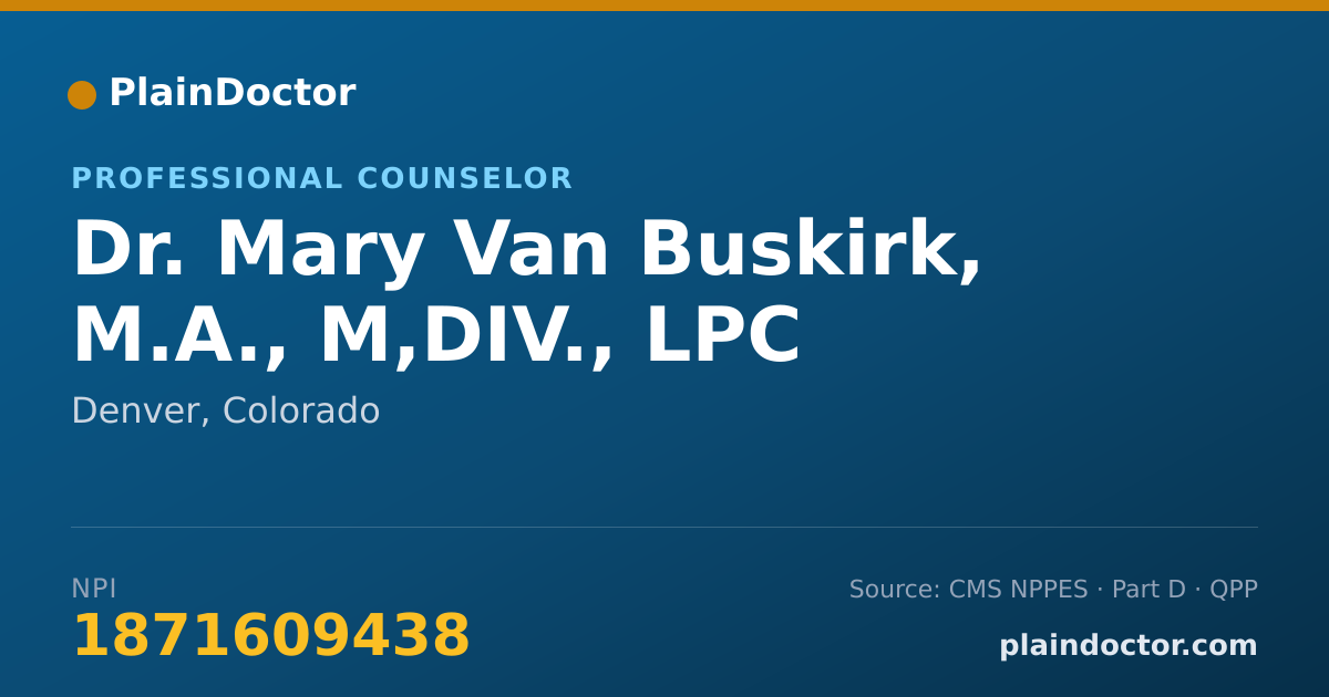 Shareable card for Mary Van Buskirk, M.A., M,DIV., LPC - Professional Counselor, Denver, CO
