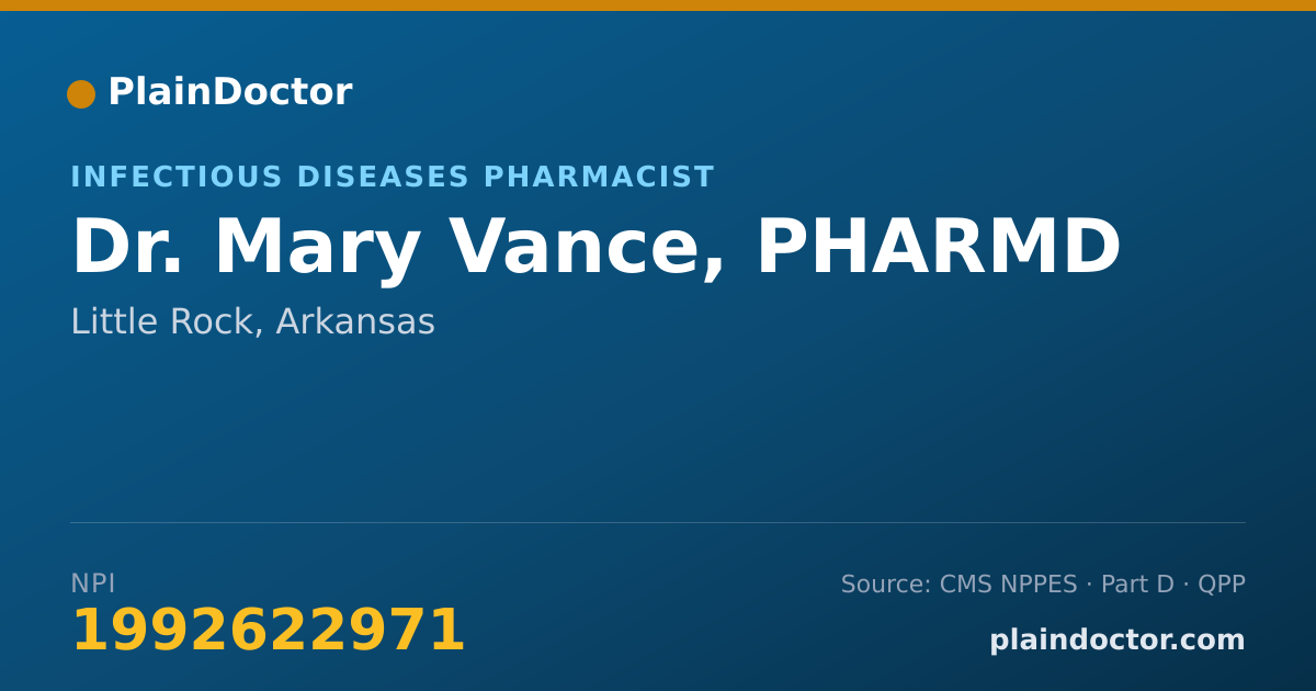 Shareable card for Mary Vance, PHARMD - Infectious Diseases Pharmacist, Little Rock, AR